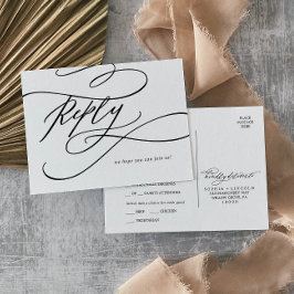 Romantic Calligraphy Menu Choice RSVP Postcard Einladungspostkarte