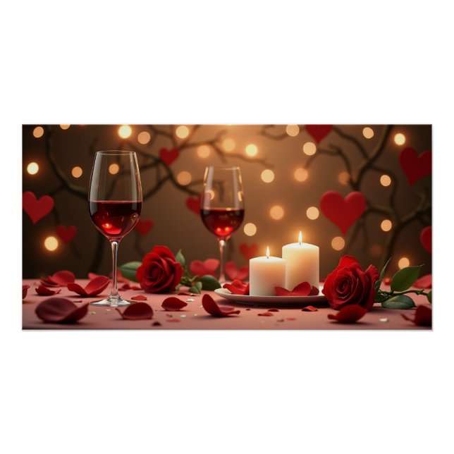 Romantic Candlelight Wine Poster (Vorderseite)