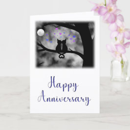 Romantic Cat Anniversary Card Under Moon           Karte