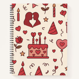 Romantic Celebration Doodle Pattern Notizbuch