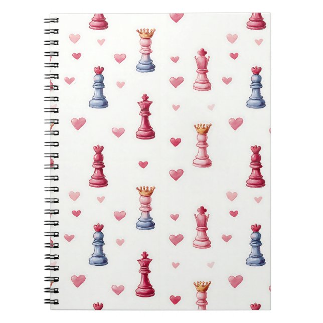 Romantic Chess Hearts Valentine's Day Notizblock (Vorderseite)