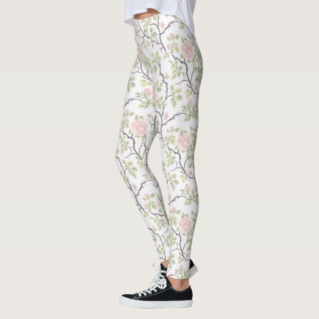 Romantic Chic Blush Pink Flowers Leggings (Links)
