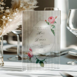 Romantic Chic French Rose Botanical Wedding Acryleinladungen