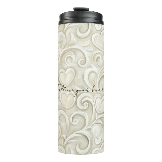 Romantic Chic Heart Swirls  Thermosbecher (Vorderseite)