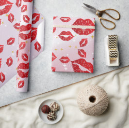 Romantic chic luxe red lips geschenkpapier