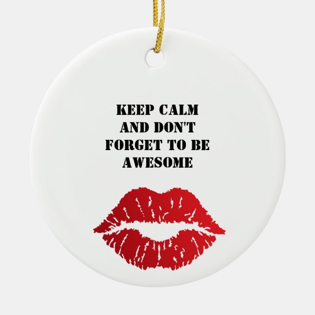 Romantic chic luxe red lips keramik ornament (Vorne)