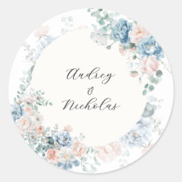 Romantic Classic Calligraphy Floral Wedding Runder Aufkleber