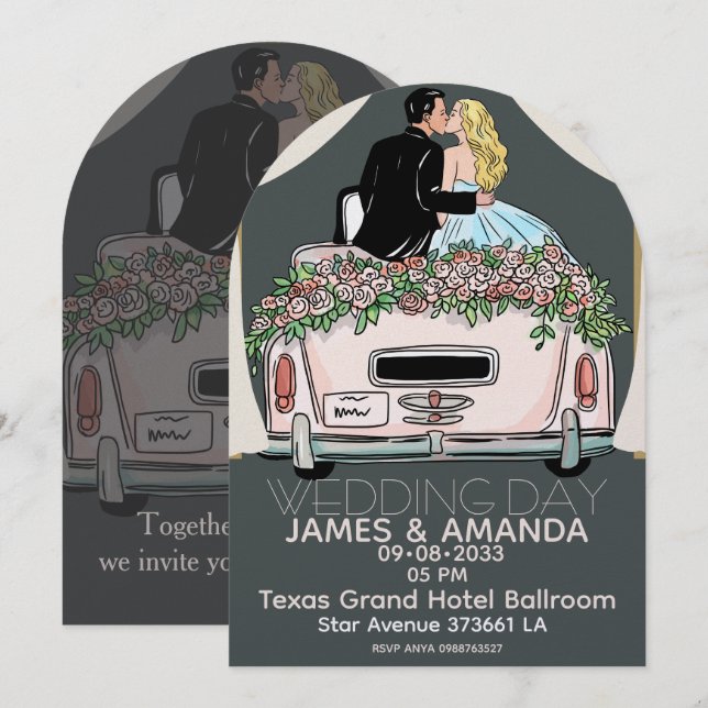 Romantic Classic Couple Wedding  Invitation Einladung (Vorne/Hinten)