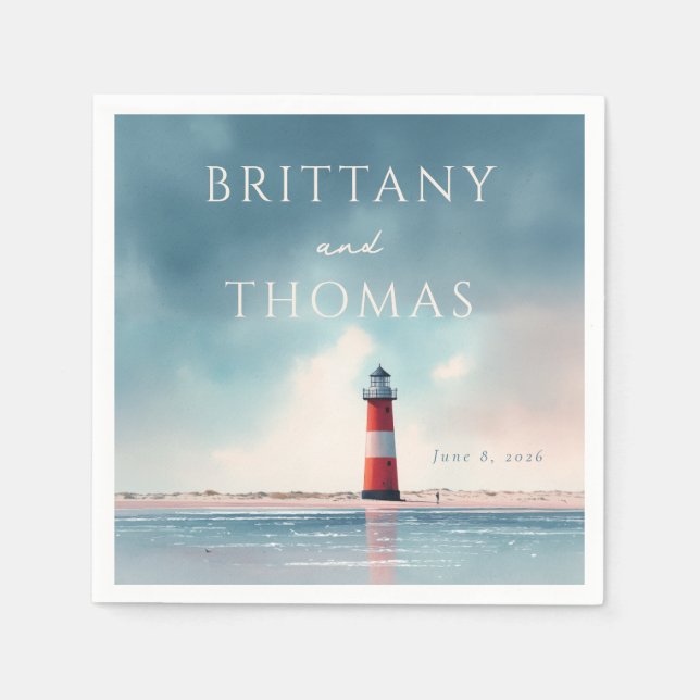 Romantic Coastal Lighthouse Scene Serviette (Vorderseite)