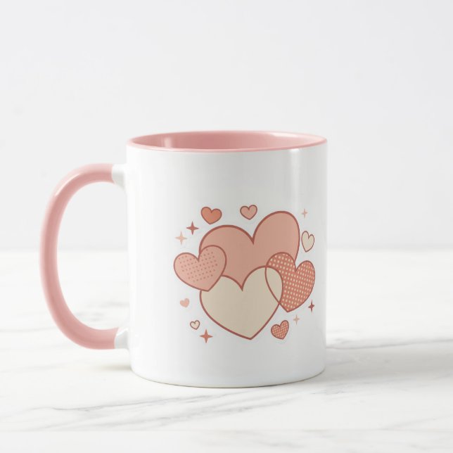 Romantic Coffee Cup with Hearts Gift  Tasse (Links)