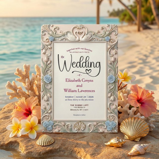 Romantic Coquette Fairytale Baroque Love Birds Einladung (Von Creator hochgeladen)