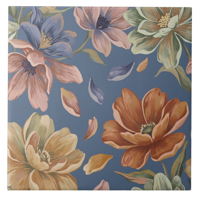 Romantic Cottage Flowers Fliese (Vorderseite)
