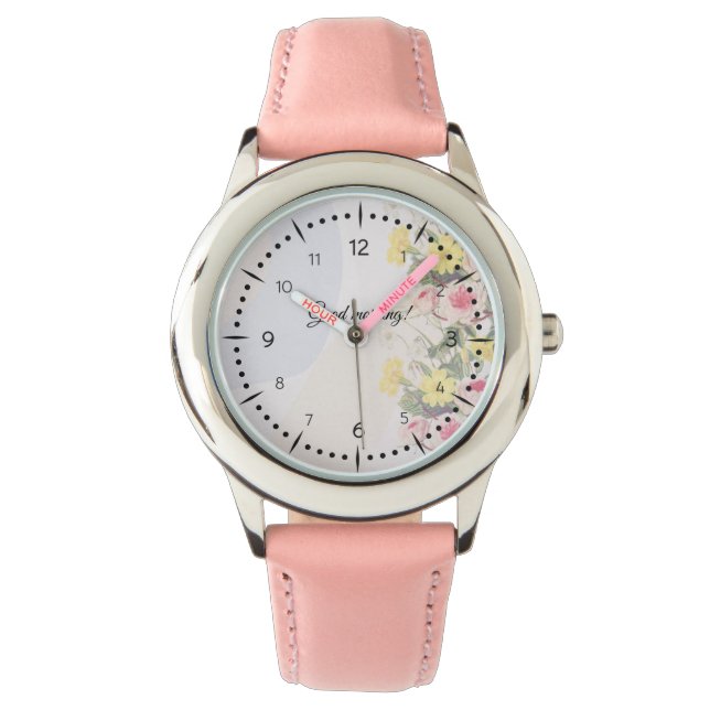 Romantic cottage flowers wallpaper armbanduhr (Vorderseite)