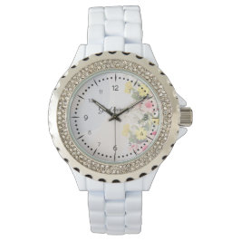 Romantic cottage flowers wallpaper armbanduhr