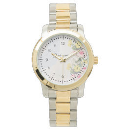 Romantic cottage flowers wallpaper armbanduhr