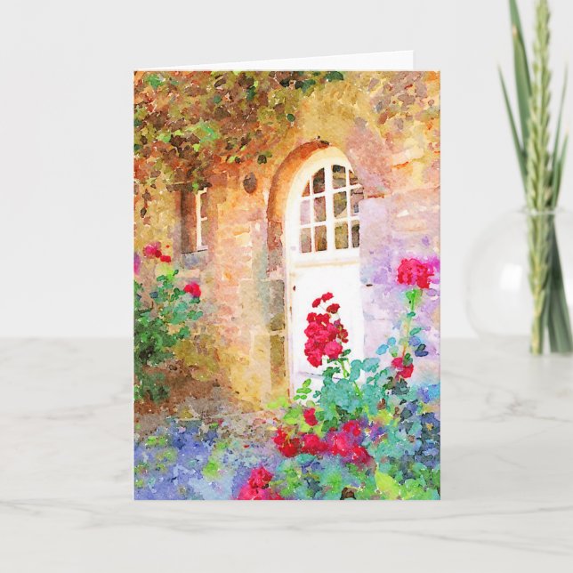 Romantic cottage garden aquarel karte (Vorderseite)