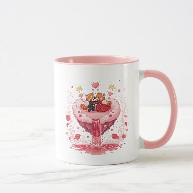 Romantic Couple Heart Illustration Two-Tone Coffee Tasse (Rechts)