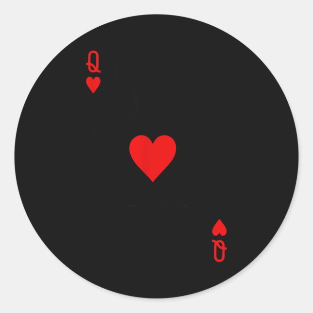 Romantic Couple Kiss Queen Of Hearts Ker Playing C Runder Aufkleber (Vorderseite)