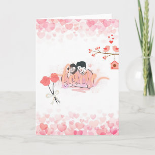 Romantic Couple Love Card - Valentine's Day Hearts Karte