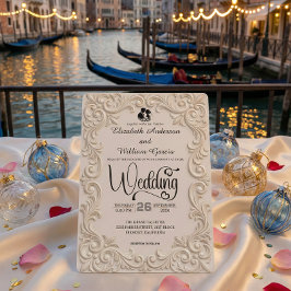 Romantic Cream And Charcoal Formal Calligraphy Einladung