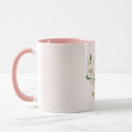 Romantic Cream Blush Roses Feathers Floral Heart Tasse