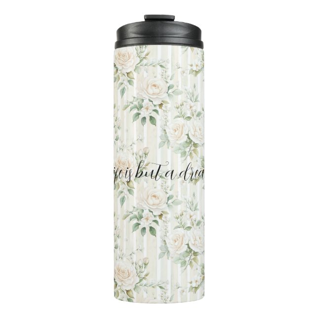 Romantic Cream Roses Floral   Thermosbecher (Vorderseite)