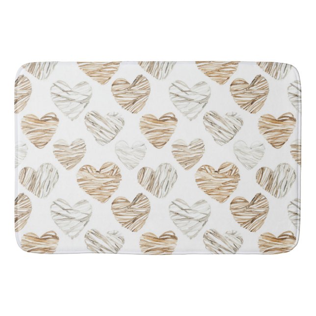 Romantic Cream White Hearts Badematte (Vorderseite)