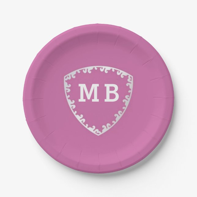 Romantic Custom initials monogram anniversary  Pappteller (Vorderseite)