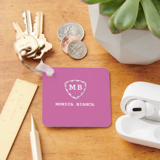 Romantic Custom initials monogram anniversary  Schlüsselanhänger (Schreibtisch)