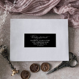 Romantic Dark Black Guest Address Labels