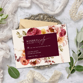 Romantic Deep Burgundy Floral Elegant Wedding Begleitkarte