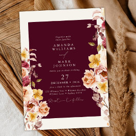 Romantic Deep Burgundy Floral Elegant Wedding Einladung