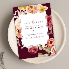 Romantic Deep Burgundy Floral Save the date   Einladung