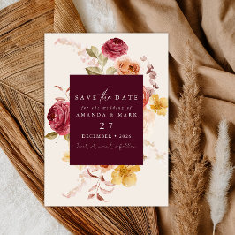 Romantic Deep Burgundy Floral Save the date  Einladung