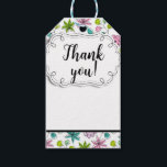 Romantic Doodle Floral & Blätter Vielen Dank Geschenkanhänger<br><div class="desc">Ein besonderes Dankeschön an Kunden,  Freunde und Familie mit diesem schönen Design. Blume und Blätter im Doodle-Stil in Blau,  Rosa und Grün. Kann mit einem Shop-Namen oder einer speziellen Nachricht personalisiert werden.</div>