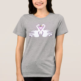 Romantic Double Swan Heart Love Gray T-Shirt Tri-Blend Shirt