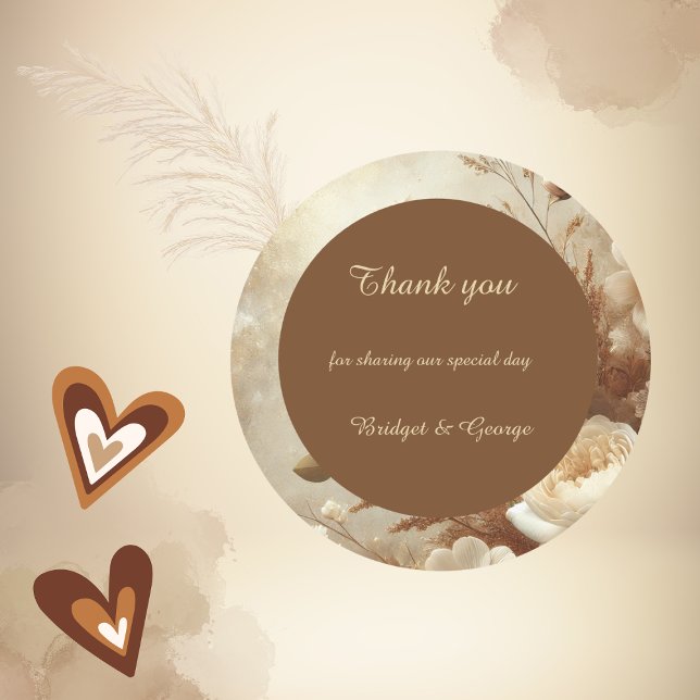 Romantic Dreamy Floral Wedding danke Runder Aufkleber (Von Creator hochgeladen)