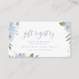 Romantic dusty blue floral bridal shower registry platzkarte