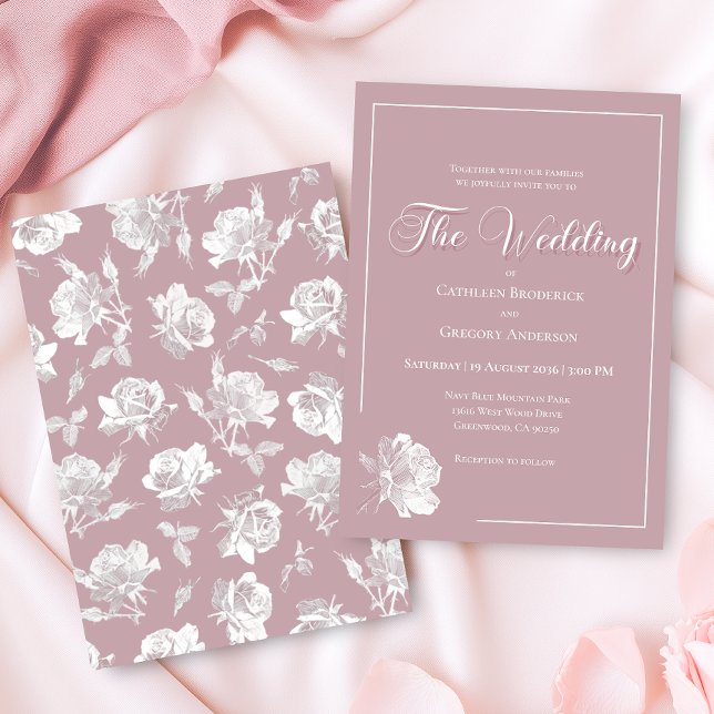 Romantic Dusty Pink White Floral Wedding Einladung (Von Creator hochgeladen)
