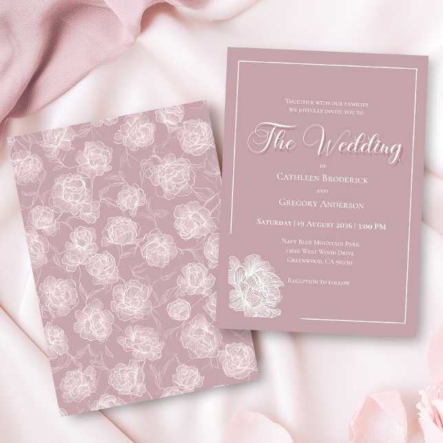 Romantic Dusty Pink White Floral Wedding Einladung (Von Creator hochgeladen)
