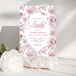 Romantic Dusty Rose Floral Toile Bridal Shower  Einladung