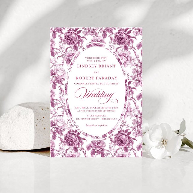 Romantic Dusty Rose Rose Pattern Wedding Invitatio Einladung (Romantic Dusty Rose Rose Pattern Wedding Invitation)