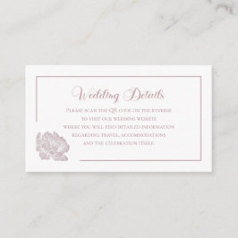 Romantic Dusty White Pink Floral QR code Begleitkarte