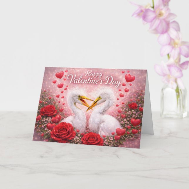 Romantic Egrets Valentine’s Day – Love & Nature Karte (Orchidee)