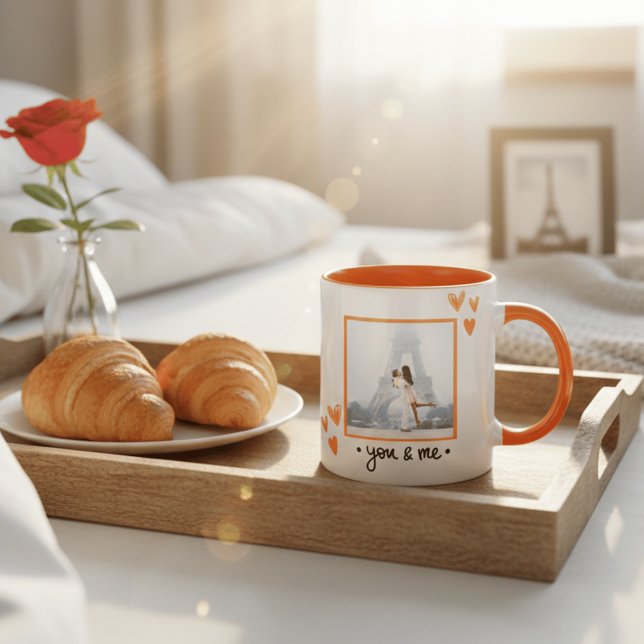 Romantic Eiffel Tower Paris Photo Template Anniver Kaffeetasse (Von Creator hochgeladen)