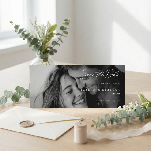 Romantic ELEGANT Script Photo Wedding Save The Date (Von Creator hochgeladen)