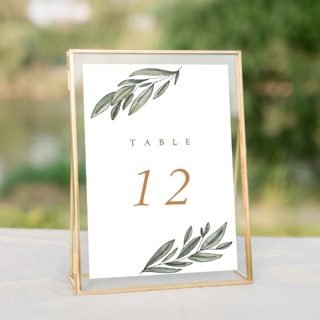 Romantic Evergreen Wedding Tischnummer Card (Von Creator hochgeladen)