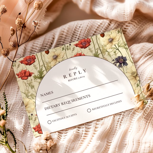 Romantic Fall Floral Wedding RSVP Karte (Von Creator hochgeladen)