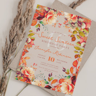 Romantic Fall Garden Floral Sweet 16 Champagne Einladung