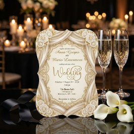 Romantic Faux Gold Calligraphy Royal Wedding Einladung